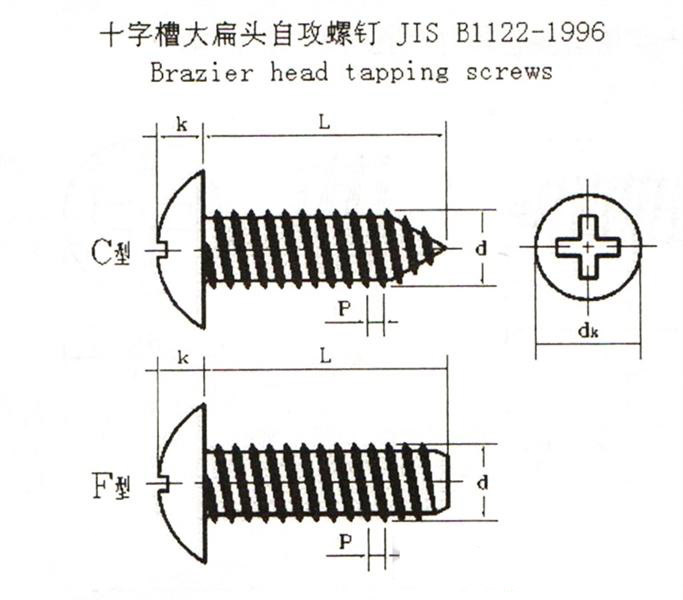 JIS B 1122-1996 十字槽大扁头自攻钉